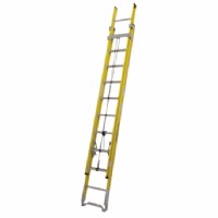 20FT Fiberglass Extension Ladder Yellow Rails