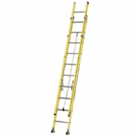 24FT Fiberglass Extension Ladder D-Rung Yellow Rails